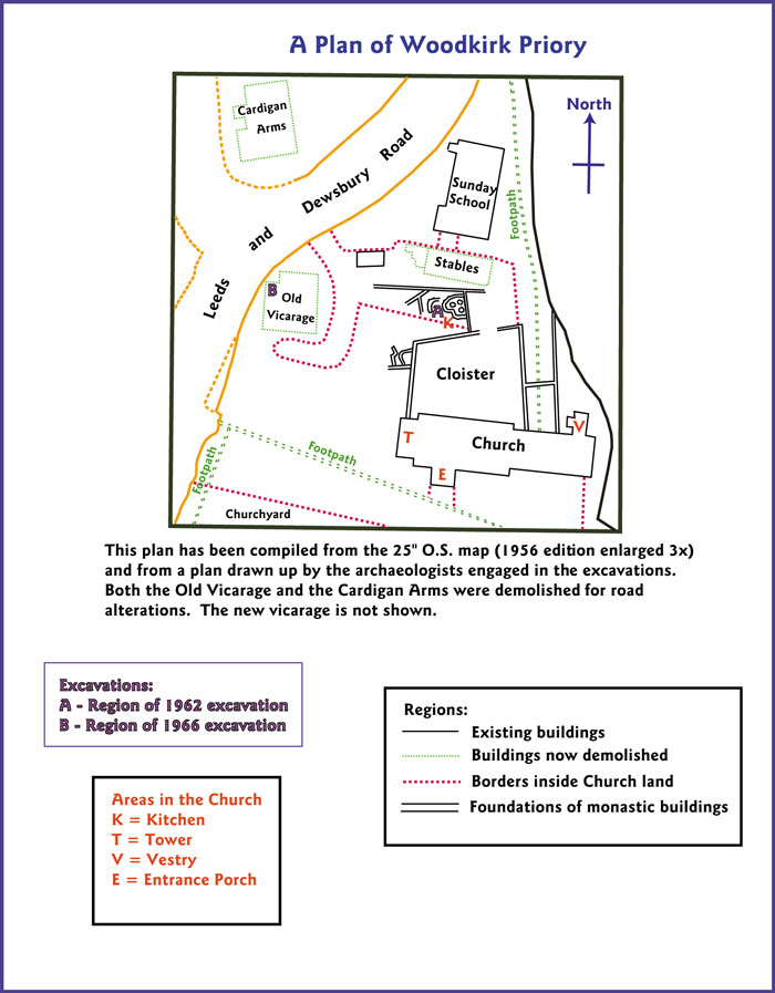 Map of Woodkirk Priory and Church